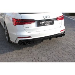 Диффузор заднего бампера с имитацией насадок на Audi A6 C8 S-Line